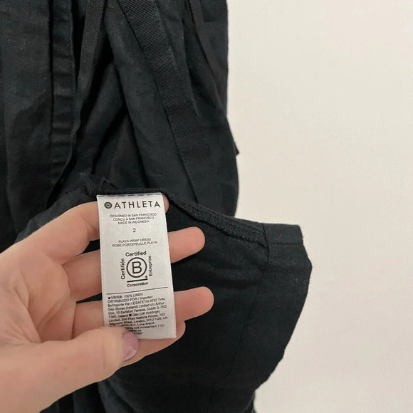 Athleta Black Linen Playa Wrap Dress Size 2‎ - Picture 6 of 10